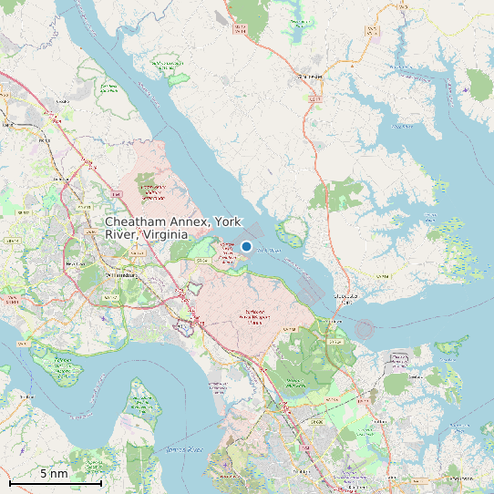 Map of Cheatham Annex, York River, Virginia Tide Prediction Station