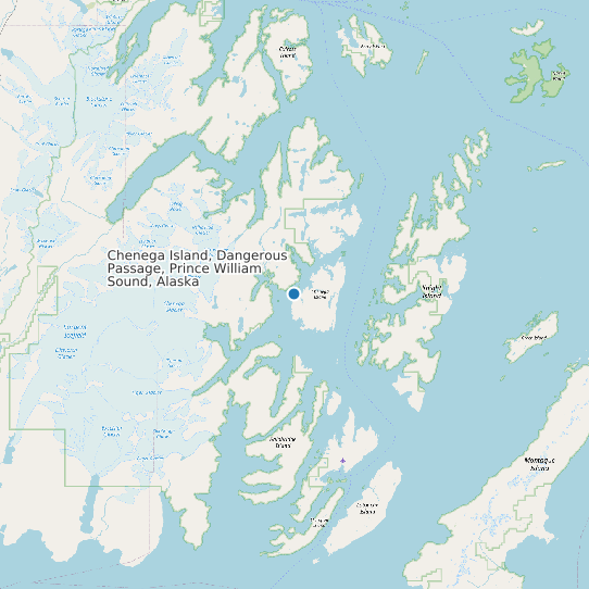 Map of Chenega Island, Dangerous Passage, Prince William Sound, Alaska Tide Prediction Station