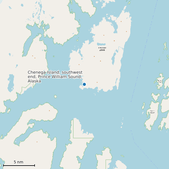 Map of Chenega Island, southwest end, Prince William Sound, Alaska Tide Prediction Station