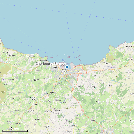 Map of Cherbourg, France Tide Prediction Station