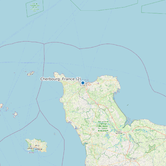 Map of Cherbourg, France (2) Tide Prediction Station