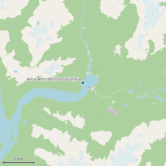 Map of Alice Arm, British Columbia Tide Prediction Station