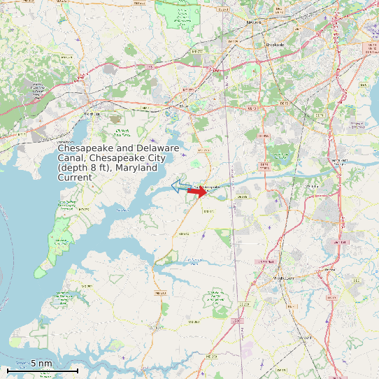 Map of Chesapeake and Delaware Canal, Chesapeake City (depth 8 ft), Maryland Current Prediction Station
