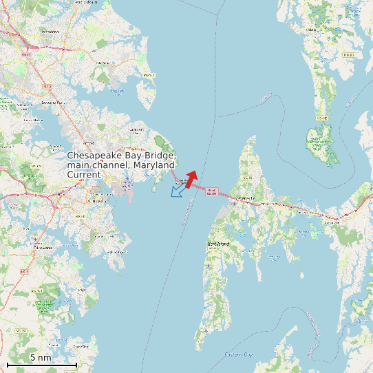 Map of Chesapeake Bay Bridge, main channel, Maryland Current Prediction Station