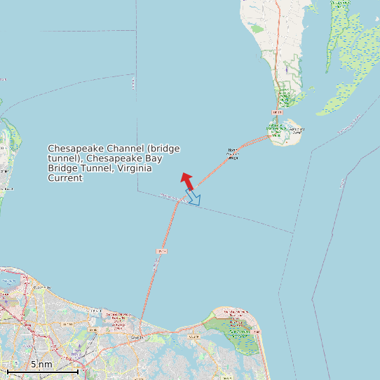 Map of Chesapeake Channel (bridge tunnel), Chesapeake Bay Bridge Tunnel, Virginia Current Prediction Station