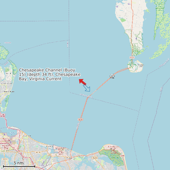 Map of Chesapeake Channel (Buoy 15) (depth 34 ft), Chesapeake Bay, Virginia Current Prediction Station