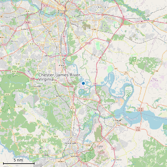 Map of Chester, James River, Virginia Tide Prediction Station