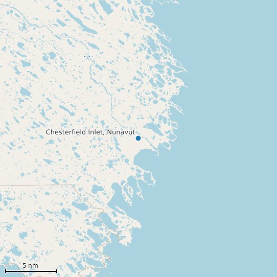 Map of Chesterfield Inlet, Nunavut Tide Prediction Station