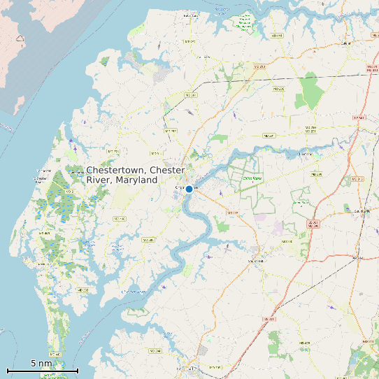 Map of Chestertown, Chester River, Maryland Tide Prediction Station