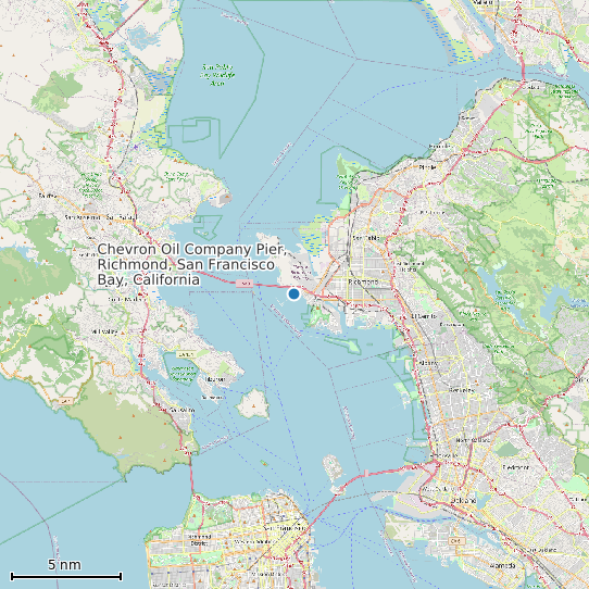 Map of Chevron Oil Company Pier, Richmond, San Francisco Bay, California Tide Prediction Station