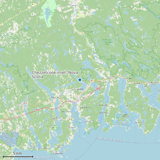 Map of Chezzetcook Inlet, Nova Scotia Tide Prediction Station