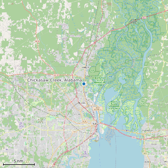 Map of Chickasaw Creek, Alabama Tide Prediction Station