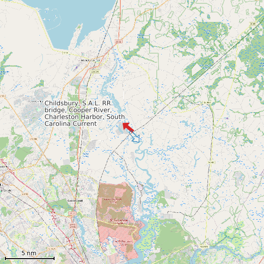 Map of Childsbury, S.A.L. RR. bridge, Cooper River, Charleston Harbor, South Carolina Current Prediction Station