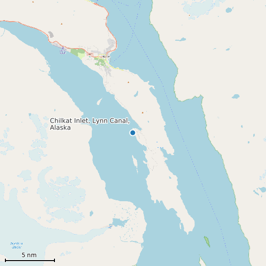 Map of Chilkat Inlet, Lynn Canal, Alaska Tide Prediction Station