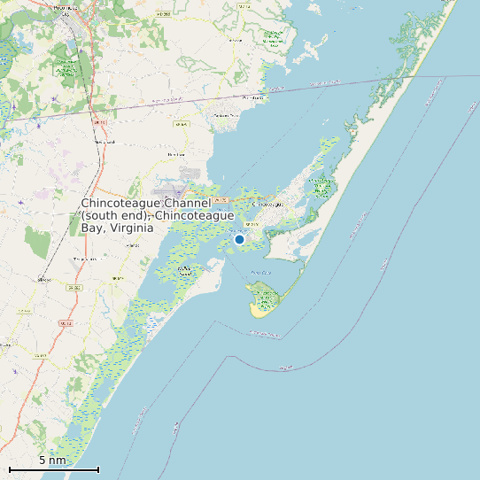 Map of Chincoteague Channel (south end), Chincoteague Bay, Virginia Tide Prediction Station