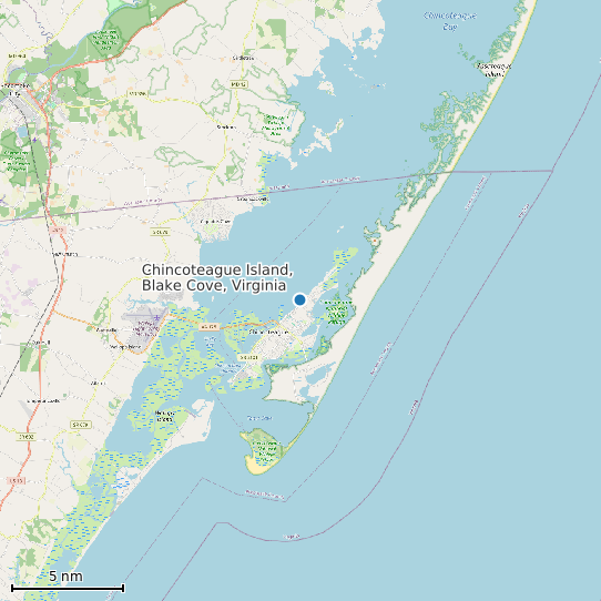 Map of Chincoteague Island, Blake Cove, Virginia Tide Prediction Station