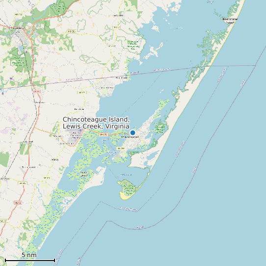 Map of Chincoteague Island, Lewis Creek, Virginia Tide Prediction Station