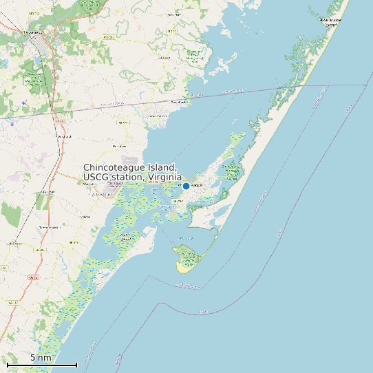 Map of Chincoteague Island, USCG station, Virginia Tide Prediction Station