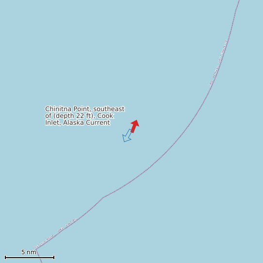 Map of Chinitna Point, southeast of (depth 22 ft), Cook Inlet, Alaska Current Prediction Station