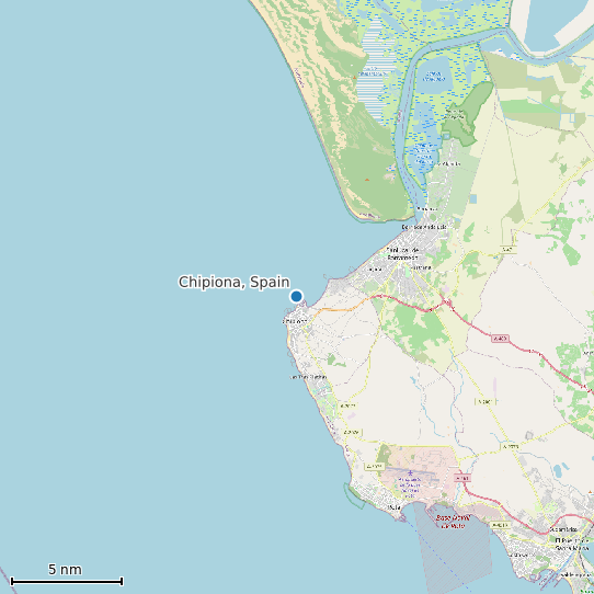 Map of Chipiona, Spain Tide Prediction Station