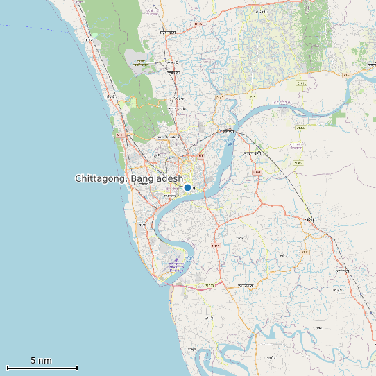 Map of Chittagong, Bangladesh Tide Prediction Station