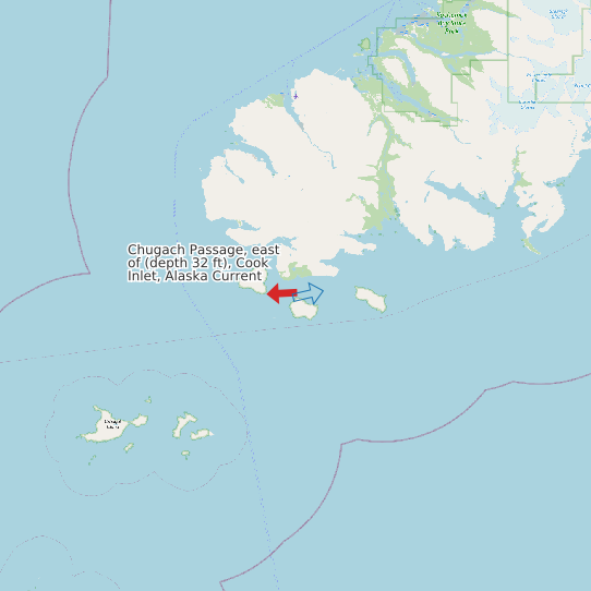 Map of Chugach Passage, east of (depth 32 ft), Cook Inlet, Alaska Current Prediction Station