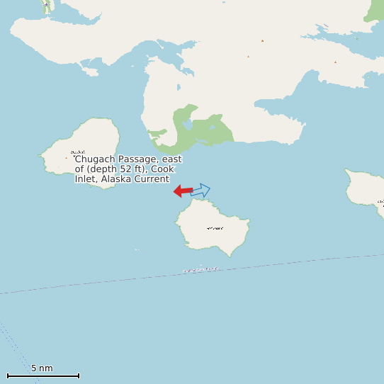 Map of Chugach Passage, east of (depth 52 ft), Cook Inlet, Alaska Current Prediction Station