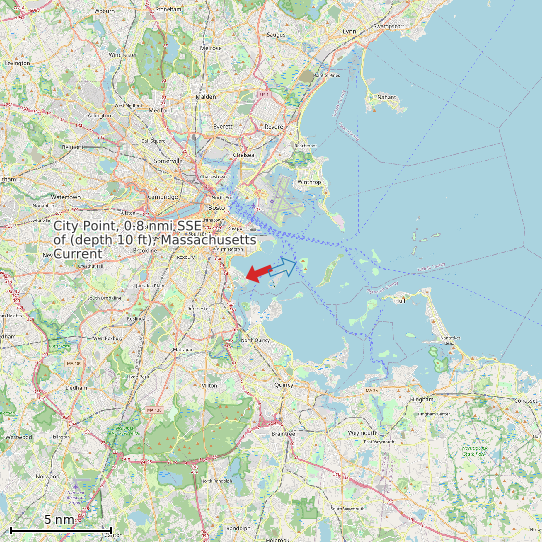 Map of City Point, 0.8 nmi SSE of (depth 10 ft), Massachusetts Current Prediction Station