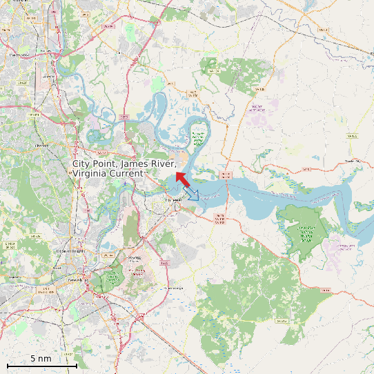 Map of City Point, James River, Virginia Current Prediction Station