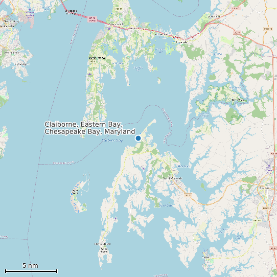 Map of Claiborne, Eastern Bay, Chesapeake Bay, Maryland Tide Prediction Station