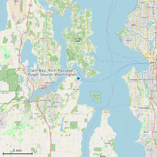 Map of Clam Bay, Rich Passage, Puget Sound, Washington Tide Prediction Station