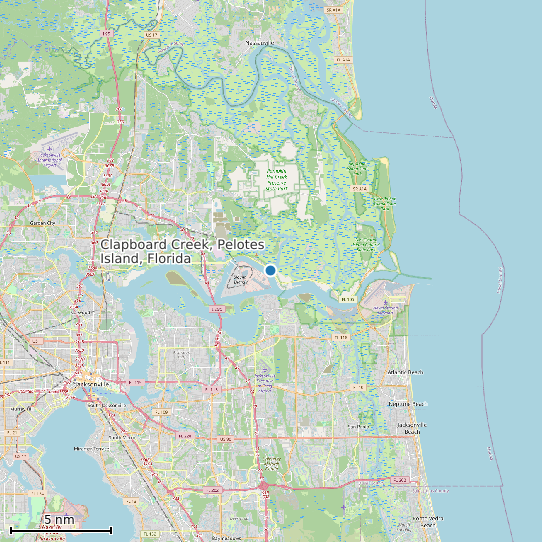 Map of Clapboard Creek, Pelotes Island, Florida Tide Prediction Station