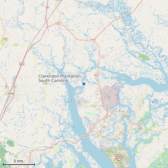 Map of Clarendon Plantation, South Carolina Tide Prediction Station