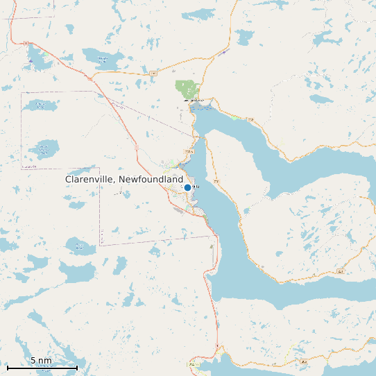 Map of Clarenville, Newfoundland Tide Prediction Station