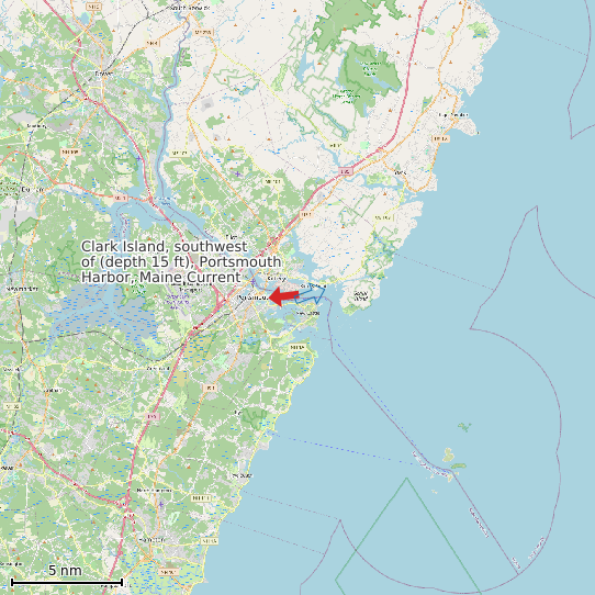 Map of Clark Island, southwest of (depth 15 ft), Portsmouth Harbor, Maine Current Prediction Station