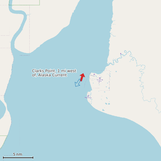 Map of Clarks Point, 1 mi west of, Alaska Current Prediction Station