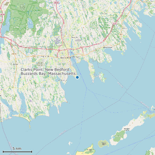 Map of Clarks Point, New Bedford, Buzzards Bay, Massachusetts Tide Prediction Station