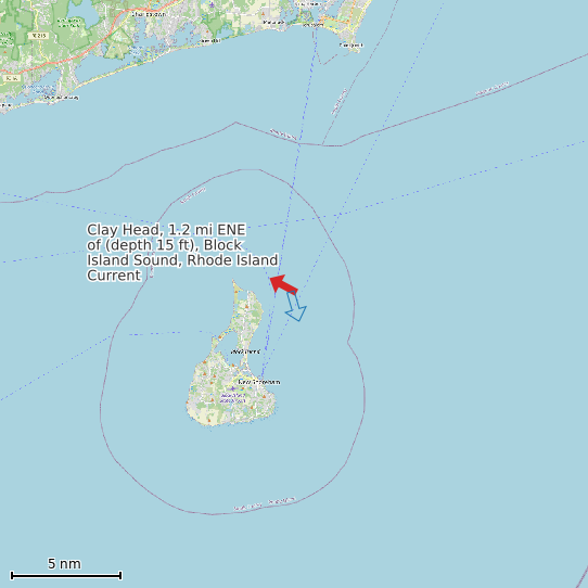 Map of Clay Head, 1.2 mi ENE of (depth 15 ft), Block Island Sound, Rhode Island Current Prediction Station