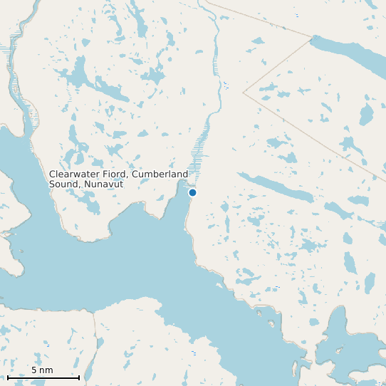 Map of Clearwater Fiord, Cumberland Sound, Nunavut Tide Prediction Station