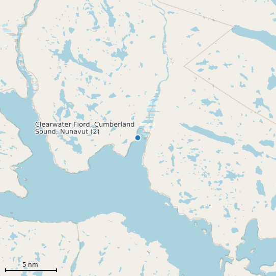 Map of Clearwater Fiord, Cumberland Sound, Nunavut (2) Tide Prediction Station