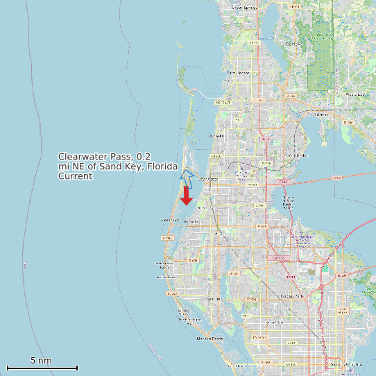 Map of Clearwater Pass, 0.2 mi NE of Sand Key, Florida Current Prediction Station