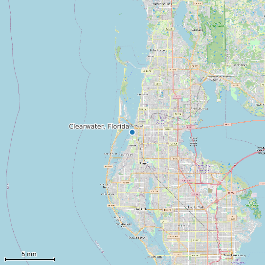 Map of Clearwater, Florida Tide Prediction Station