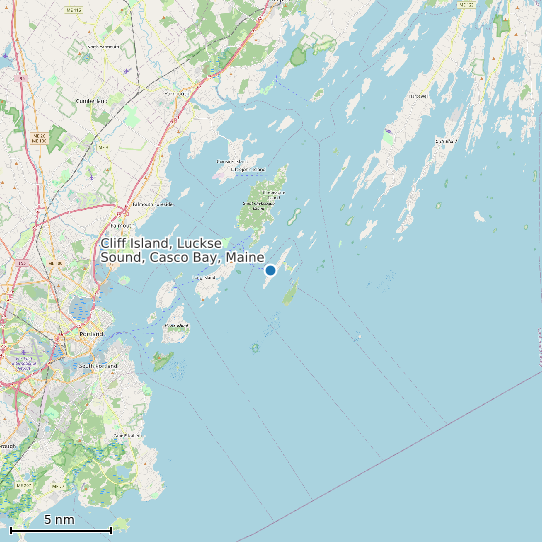 Map of Cliff Island, Luckse Sound, Casco Bay, Maine Tide Prediction Station