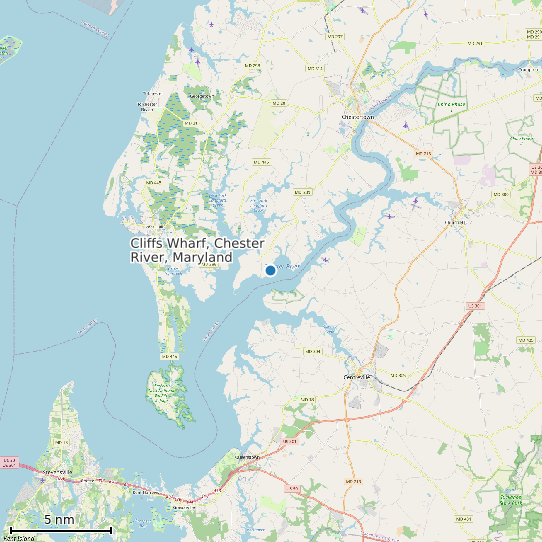 Map of Cliffs Wharf, Chester River, Maryland Tide Prediction Station