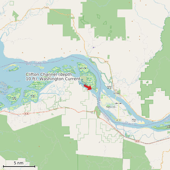 Map of Clifton Channel (depth 10 ft), Washington Current Prediction Station