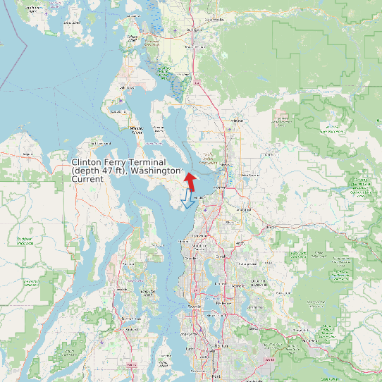 Map of Clinton Ferry Terminal (depth 47 ft), Washington Current Prediction Station