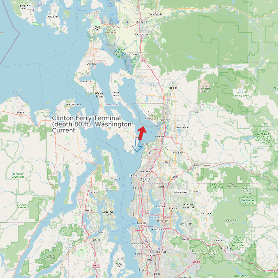 Map of Clinton Ferry Terminal (depth 80 ft), Washington Current Prediction Station