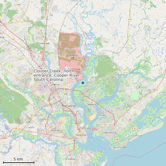 Map of Clouter Creek, north entrance, Cooper River, South Carolina Tide Prediction Station
