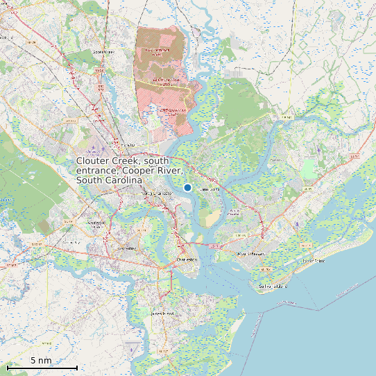 Map of Clouter Creek, south entrance, Cooper River, South Carolina Tide Prediction Station