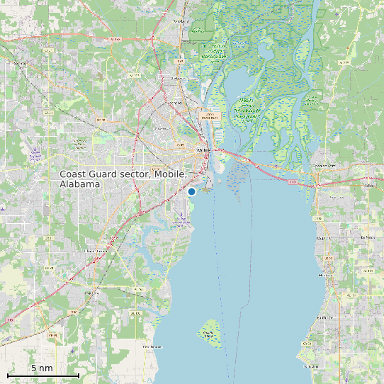 Map of Coast Guard sector, Mobile, Alabama Tide Prediction Station